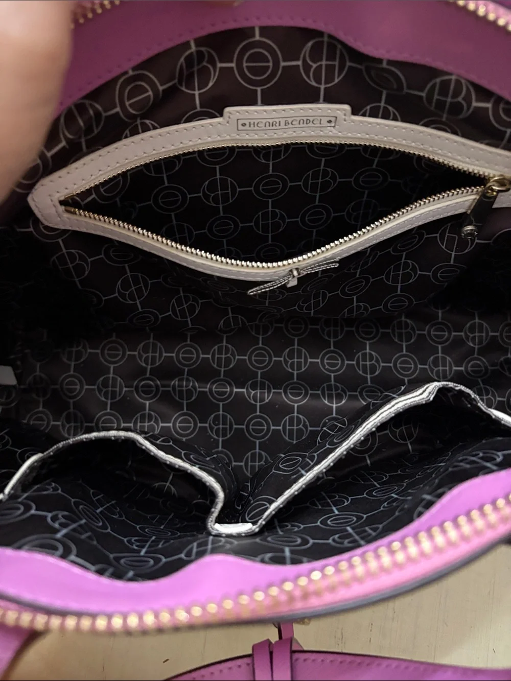 Henri Bendel West 57th Pink Eyelet Satchel with Gold-Tone Hardware